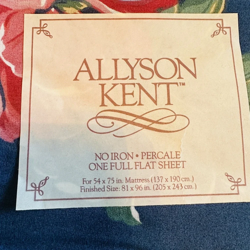 Vintage Allyson Kent Stevens Floral Cottage Garden Full Flat Sheet 2-Pillowcases